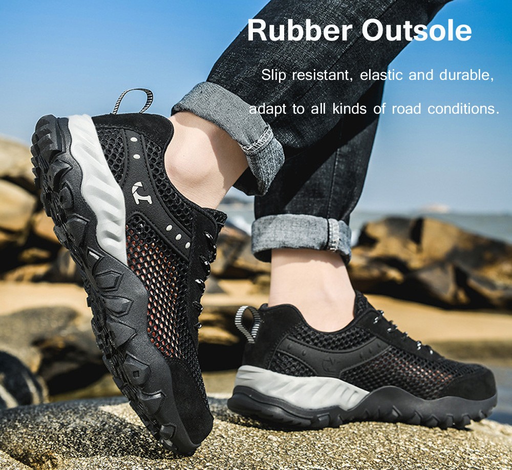 Large Size Men Shoes Fashion Trend Outdoor Running Hiking Footwear Breathable Mesh Wading Shoes - Brown EU 42 Large Size Men Shoes Fashion Trend Outdoor Running Hiking Footwear Breathable Mesh Wading Shoes - Brown EU 42