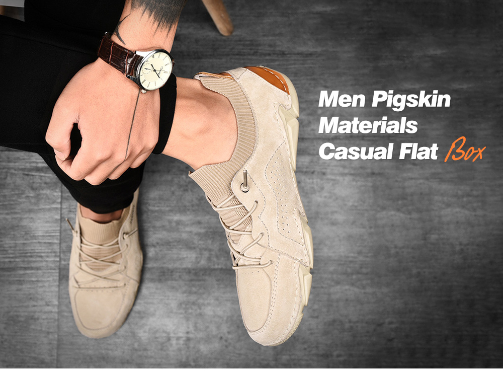 Men Pigskin Materials Casual Flat Shoes Outdoor Tide All-match Peas Shoes Large Size Soft Bottom Breathable Footwear - Gray EU 47 Men Pigskin Materials Casual Flat Shoes Outdoor Tide All-match Peas Shoes Large Size Soft Bottom Breathable Footwear - Gray EU 47