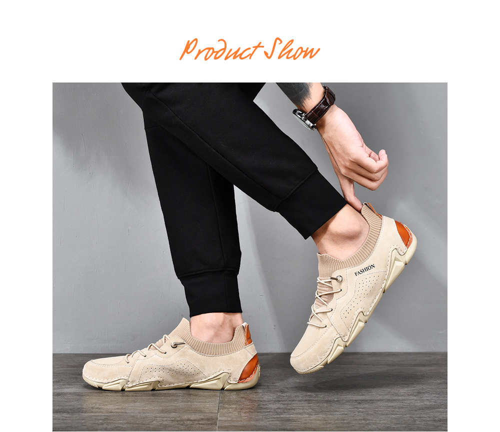 Men Pigskin Materials Casual Flat Shoes Outdoor Tide All-match Peas Shoes Large Size Soft Bottom Breathable Footwear - Gray EU 47 Men Pigskin Materials Casual Flat Shoes Outdoor Tide All-match Peas Shoes Large Size Soft Bottom Breathable Footwear - Gray EU 47