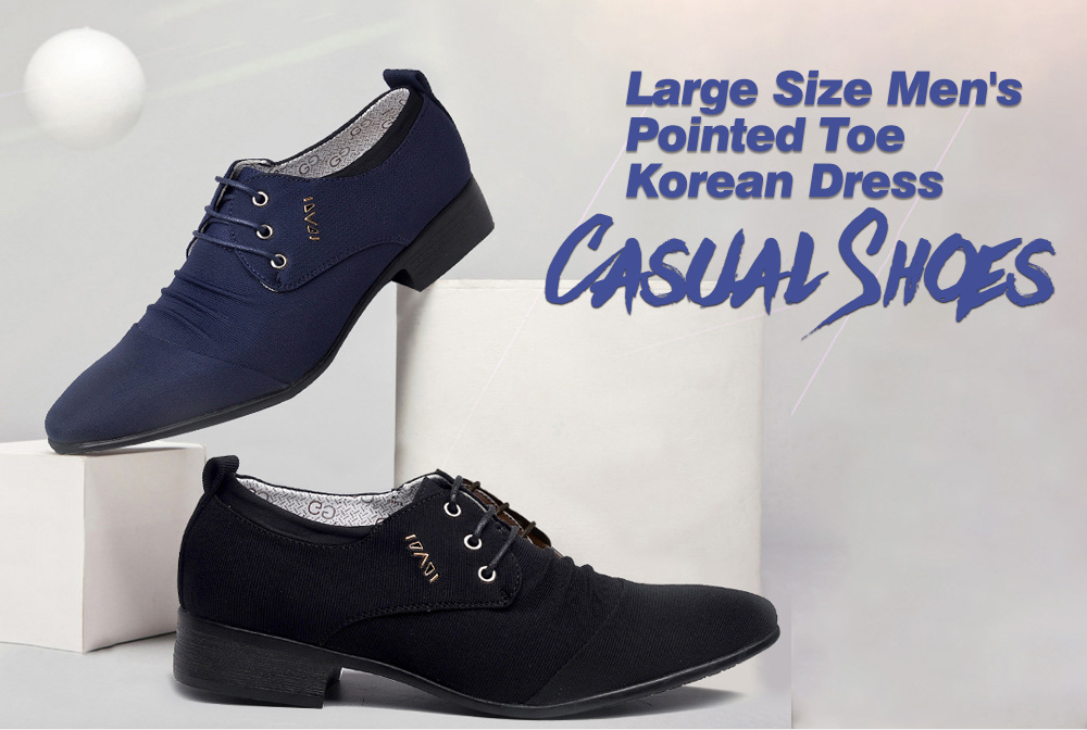 Large Size Men's Pointed Toe Korean Dress Casual Shoes - Blue 42 Large Size Men's Pointed Toe Korean Dress Casual Shoes - Blue 42