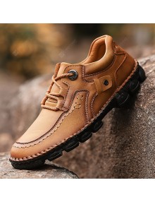 Handmade Leather Stitching Men's Large Size Shoes