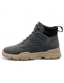 Men's British Style High-top Boots Durable Lace-up Tooling Shoes
