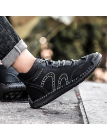 Men's Casual Leather Shoes Fashion Men's Handmade Lace-up Shoes