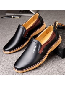 Loafers Men's Leather Slip-on Shoes British Comfortable Casual Leather Shoes