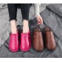 Haining Leather Leather Autumn And Winter Home Cotton Slippers With Non-slip Waterproof Heavy-bottomed Men And Women Warm Shoes Care