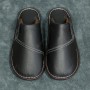 Winter Neutral Cowhide Leather Slippers For Men And Women Young Middle-aged Chinese-style Jacket Elderly Baotou Toe Slippers