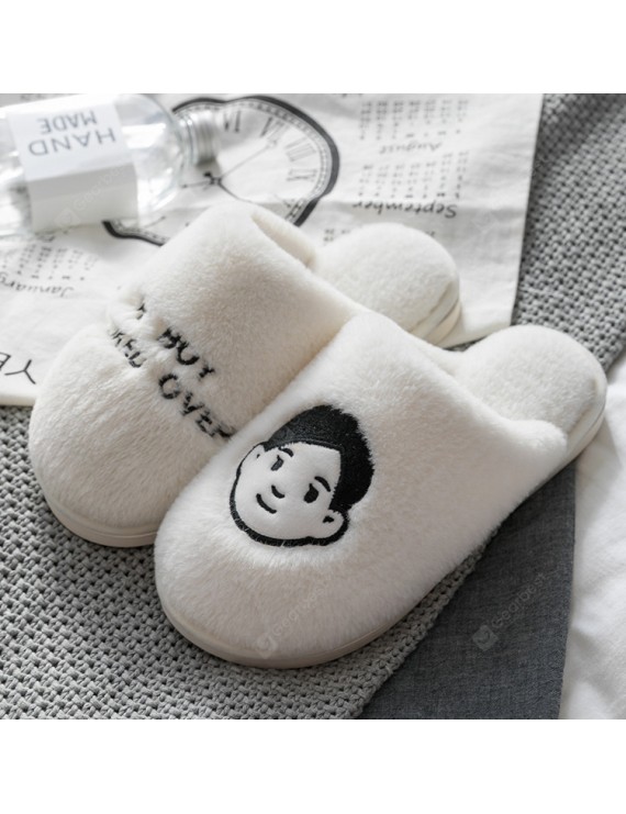 Female Winter Home Slippers Cute Cartoon Couple Cotton Slippers Home Skid Slippers Male Student Dormitory Fall