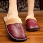 Leather Slippers Men And Women Home Home Cotton Slippers Non-slip Heavy-bottomed Leather Warm Leather Slippers Home Floor
