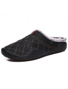 Men's Warm Waterproof Non-slip Slippers Casual Shoes Plaid