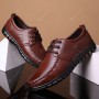 Dress Shoes - Fall / Winter Men's Casual Lace-up Leather Shoes Trend All-match Soft Bottom Soft Surface Comfortable Lazy Driving Shoes