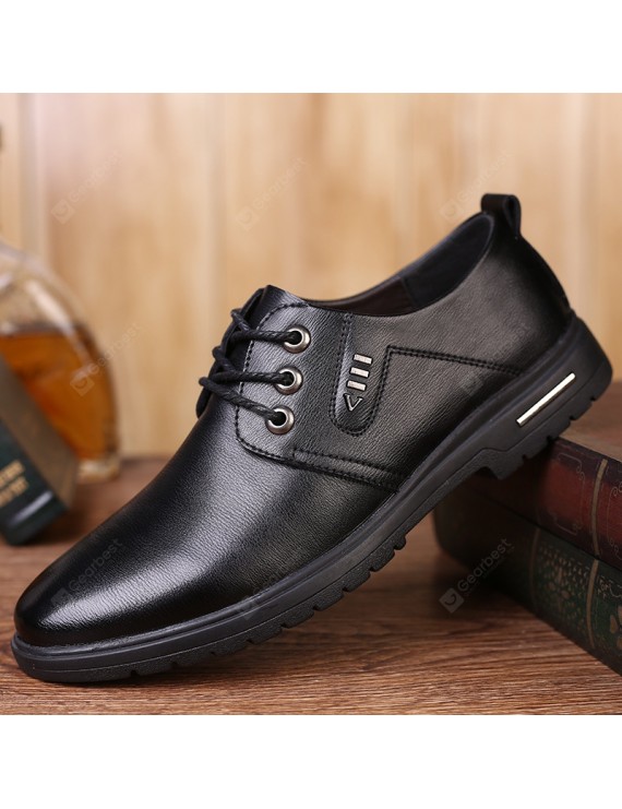 Dress Shoes - Spring and Summer Breathable Men's Lace-up Business Shoes Round Toe Soft Surface Casual Shoes