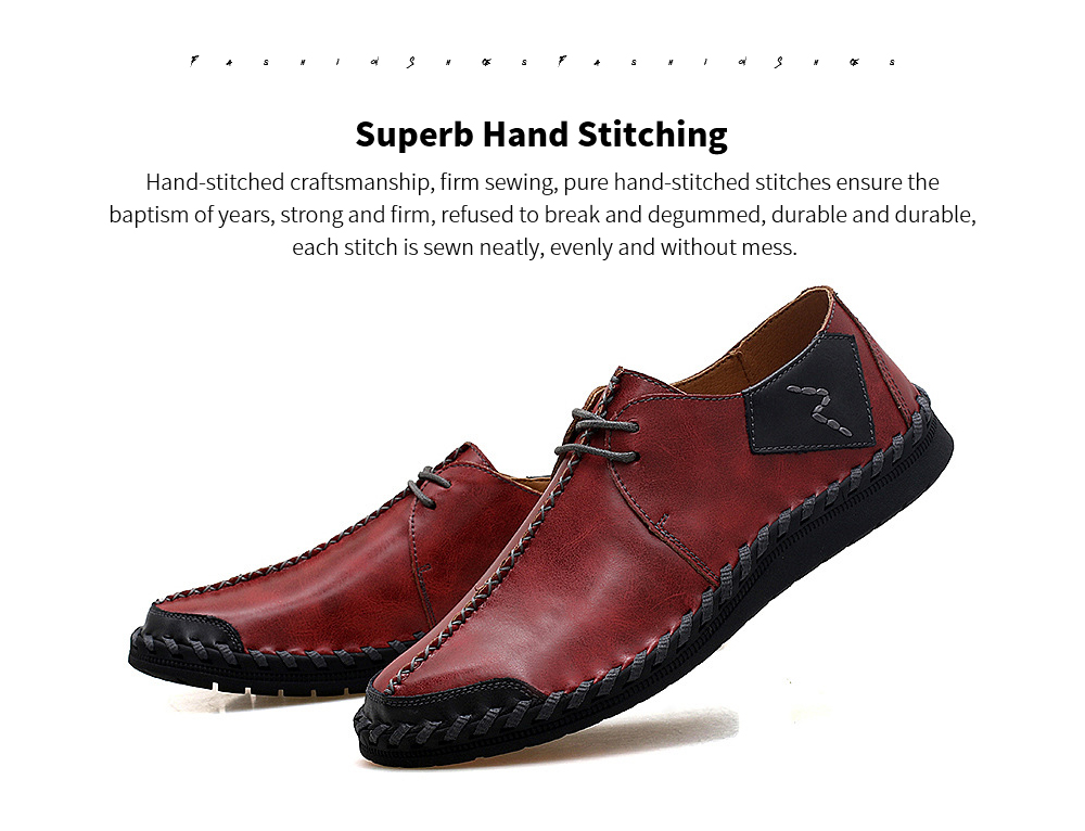 Men's Leather Breathable Lazy Casual Single Shoes Rubber Bag Skates - Red Brown 12139 42