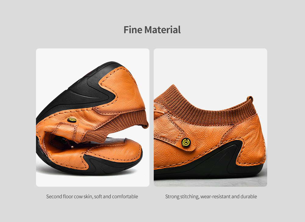 Korean Version Youth Trend Soft-soled Octopus Driving Men Flat Shoes Socks Mouth British Casual Leather Footwear - Black EU 46