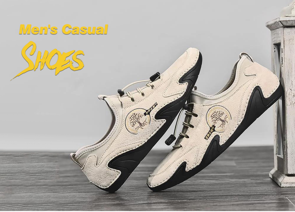 Men Octopus Large Size Soft Sole Casual Footwear Business Breathable Retro Male Shoes - Beige EU 48