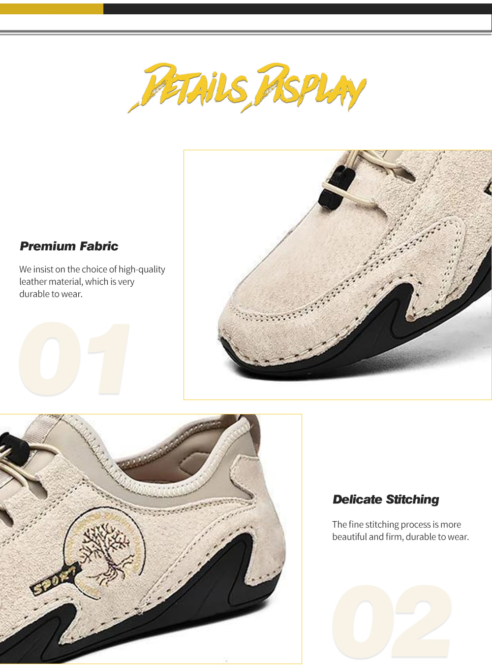 Men Octopus Large Size Soft Sole Casual Footwear Business Breathable Retro Male Shoes - Beige EU 48