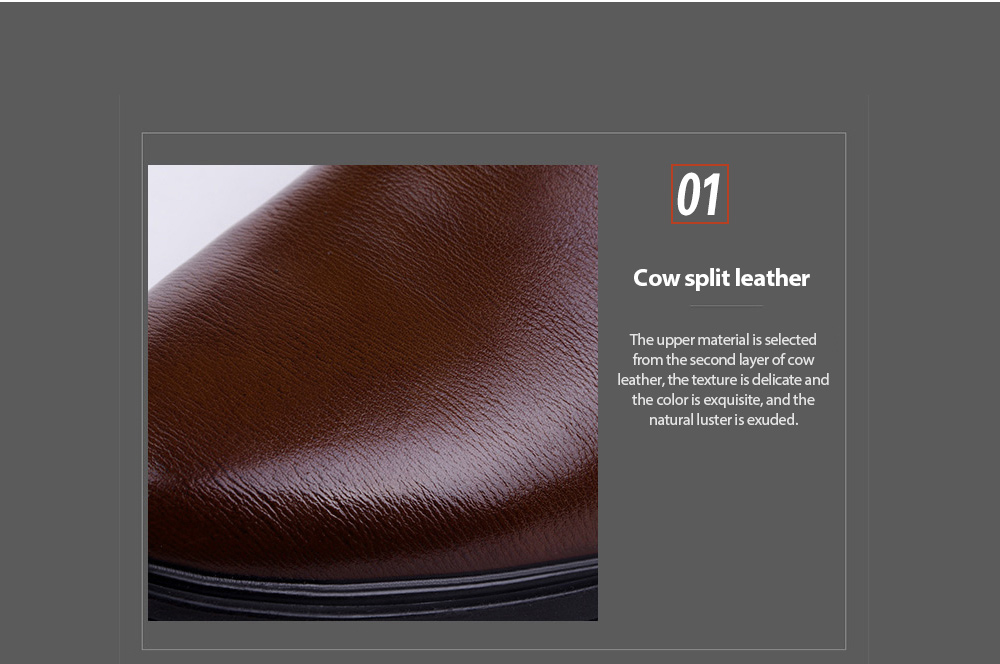 Men's Winter British Style Increased Height Casual Shoes Cow split leather