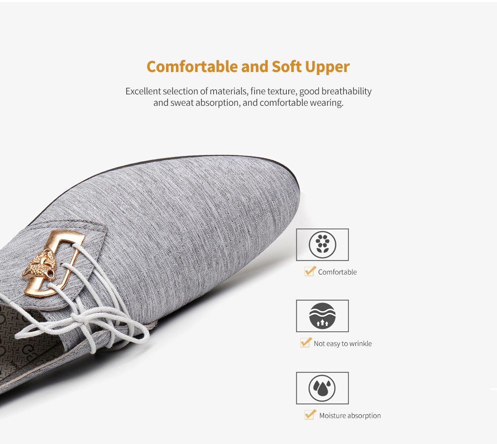 Summer British Men's Casual Leather Shoes Large Size Breathable Cloth Dress Shoes - Light Blue 44 Comfortable and Soft Upper